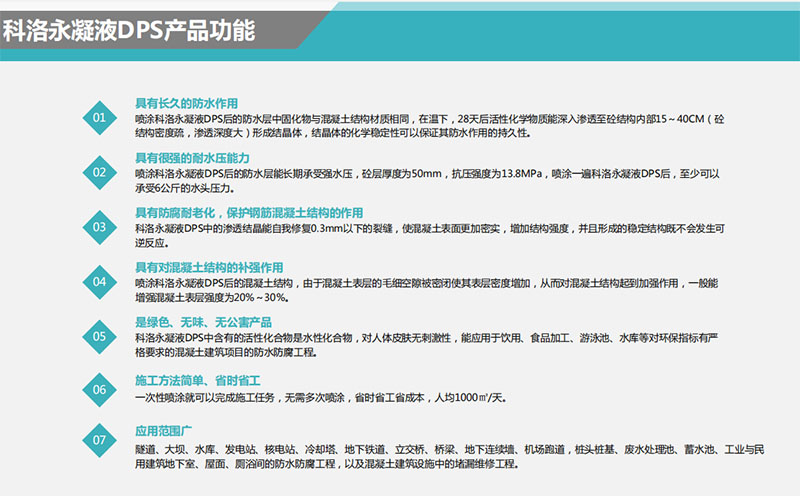 永凝液DPS防水特點和優勢